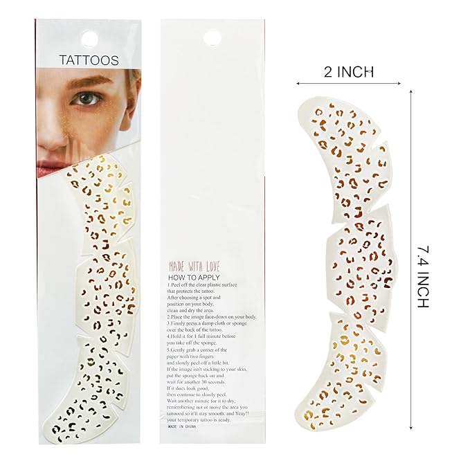 Cheetah Glitter Freckles Face Tattoo Glitter Freckles for Face Gold Sparkle Freckles Leopard Print Face Glitter Makeup Patches