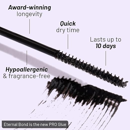 Lilac St - Eternal Bond (Black) - Lash Cluster Glue - Mini Mascara Wand Applicator - Strong & Flexible Hold - Waterproof - Sensitive Eyes Safe - Cruelty Free, Vegan, Women Founded - 0.16 fl oz