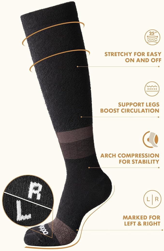 Lalapapa Thick Soft Cotton Compression Socks for Women Men 15-20mmHg Knee High Breathable Cotton Socks for All Day Comfort