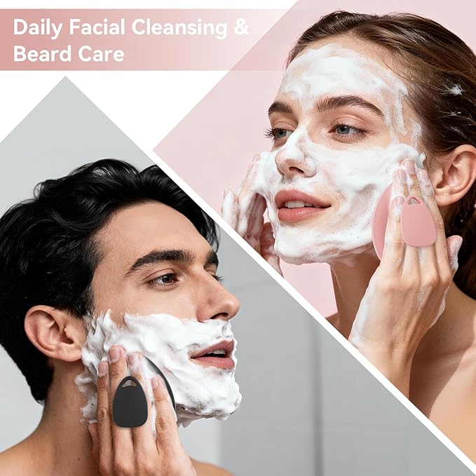 Silicone Face Scrubber 2 Pack, Manual Facial Cleansing Brush for Men and Women, Gentle Face Wash Brush for All Skin Type, Skin Care Face Brushes for Exfoliating, Pore and Blackhead Remover