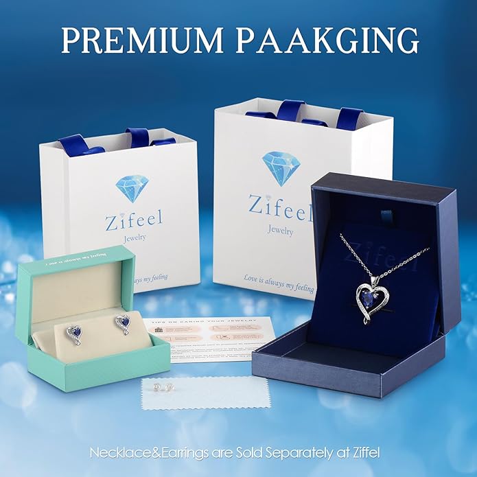Zifeel Earrings for Women, S925 Sterling Silver Rose Gold Birthstone Heart Studs Earring for Girlfriend Wife, Anniversary Birthday Christmas Valentines Mothers Day Gifts Jewelry for Women Wife Her Mom