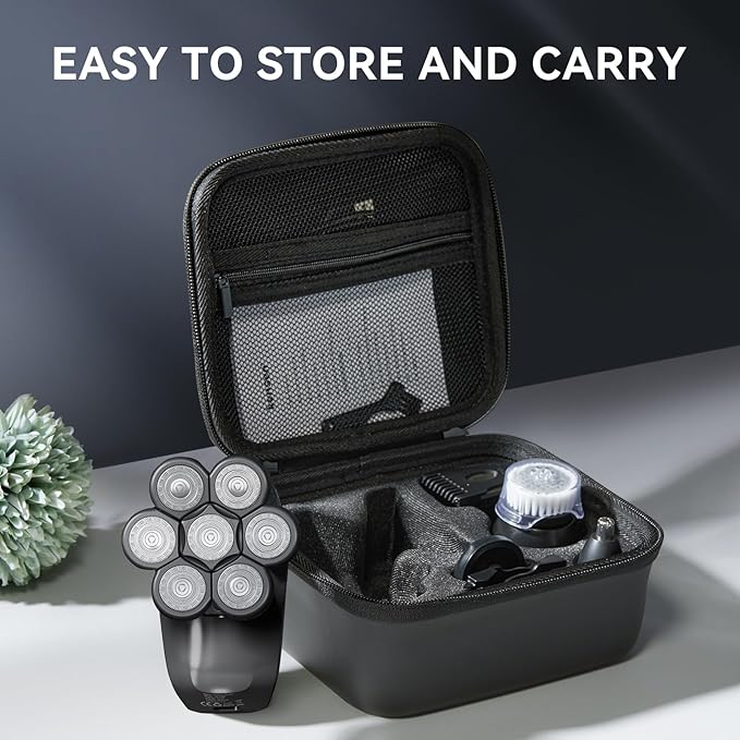7D Head Shavers for Bald Men - 5 in 1 kensen Electric Head Hair Shaver, Christmas Gift Head Electric Razor with Nose Hair & Beard Trimmer Cordless IPX6 Waterproof Wet Dry LED Display Travel Case