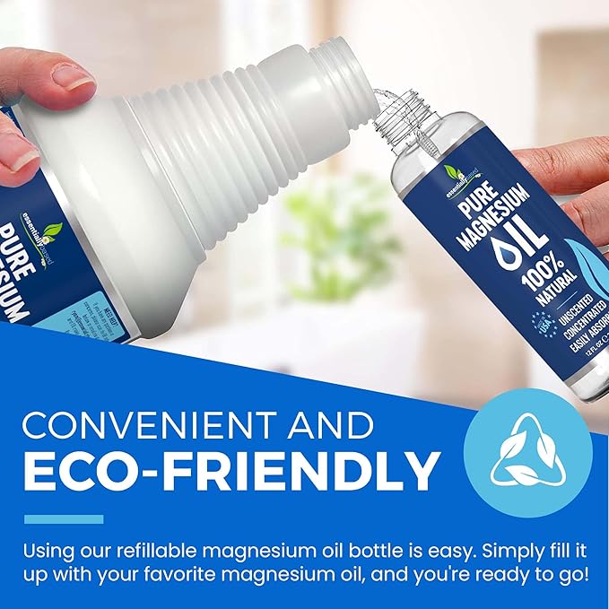 Pure Magnesium Oil Spray 12oz - Topical Magnesium Spray for Sleep Extra Strength - Less Sting - Less Itch - 100% Natural and Organic Oil - Made in USA