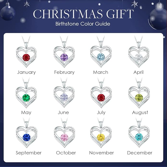 CDE Forever Love Heart Necklaces for Women, Wedding Anniversary, Birthday Mothers Day Christmas Day Gifts for Mom, Mother, Wife, friend, S925 Silver Jewelry with Birthstone Pendant