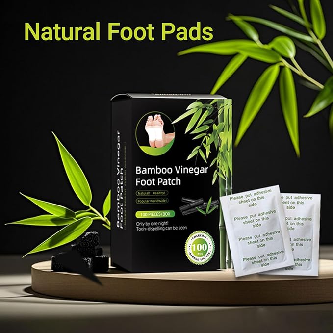100 Packs Bamboo Foot Pads, New Upgrade for Deep Relaxation & Better Sleep, Natural Detox Patch for Body Refresh, IIncluded 100 Adhesive Sheets and 100 Foot Pads