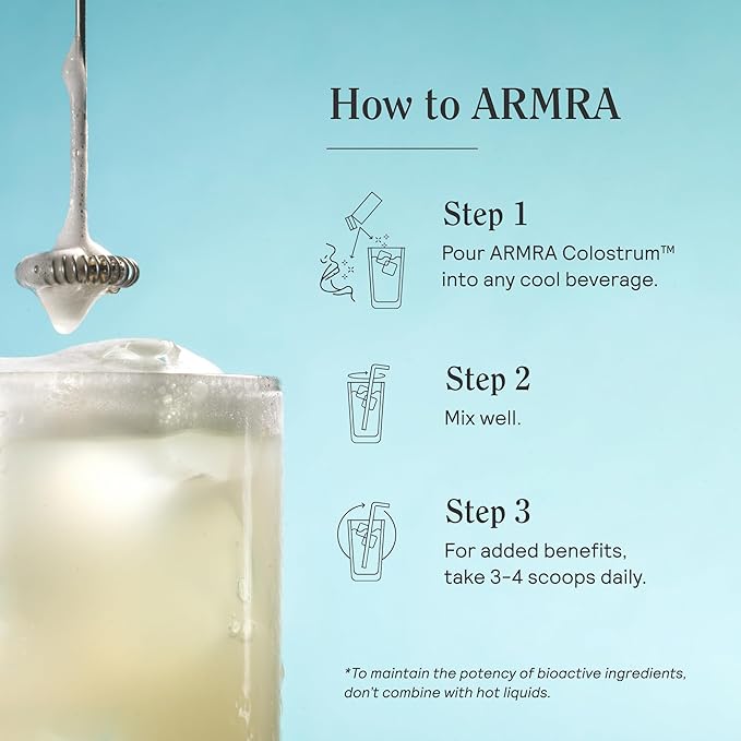 ARMRA Colostrum Powder | Unflavored | Gut Health & Bloating | Skin & Hair | Immunity | Keto, Gluten & Fat-Free | 60 Servings