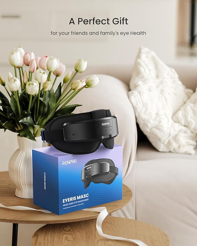 RENPHO Eyeris Masc Head & Eye Massager, FSA Eligible HSA, Valentines Day Gifts for Women Men, Headache Massager for Forehead, Occiput and Temple, Heated Face Mask, Massager Scalp Stress Relax