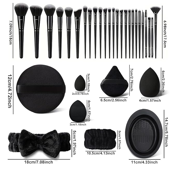 51Pcs Black Makeup Brushes Set Professional Makeup Kit Multi-functional Makeup Tool Set with Facial Makeup Accessories, Foundation Makeup Brush Kit Eye and Face Make up Brushes & Tools