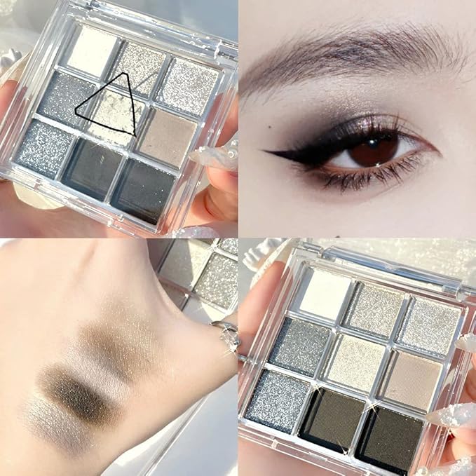 Kayswang 9 colors glitter eyeshadow palette makeup palette matte high pigment color cream texture natural eye shadow powder eye shadow palette in autumn and winter long lasting & waterproof (red)