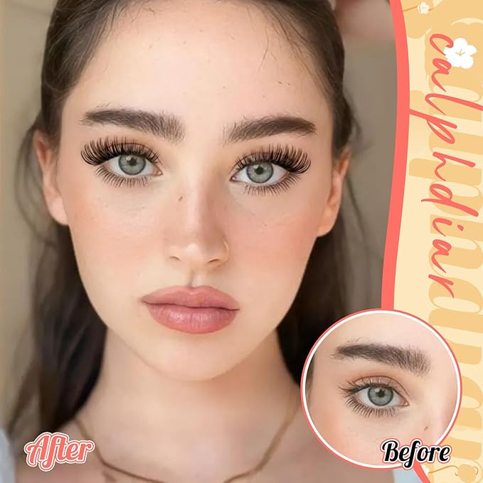 Cat Eye Lash Clusters Wispy Eyelash Clusters 30D+40D+50D Individual Lashes 400pcs Light & Right Cluster Eyelash Extensions D-curly Lash Extension 8-18mm Natural Lashes Clusters for Beginners