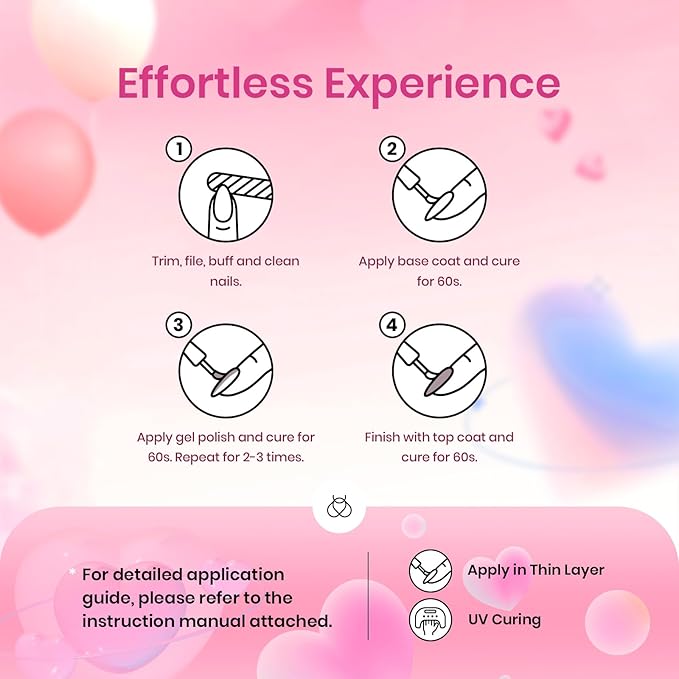 Beetles Pink Gel Nail Polish, 6 Colors Hot Pink Glitter Bright Jelly Gel Polish Soak off Uv LED Cured Nail Art Design Salon Home DIY Manicure Valentines Day Gifts for Women
