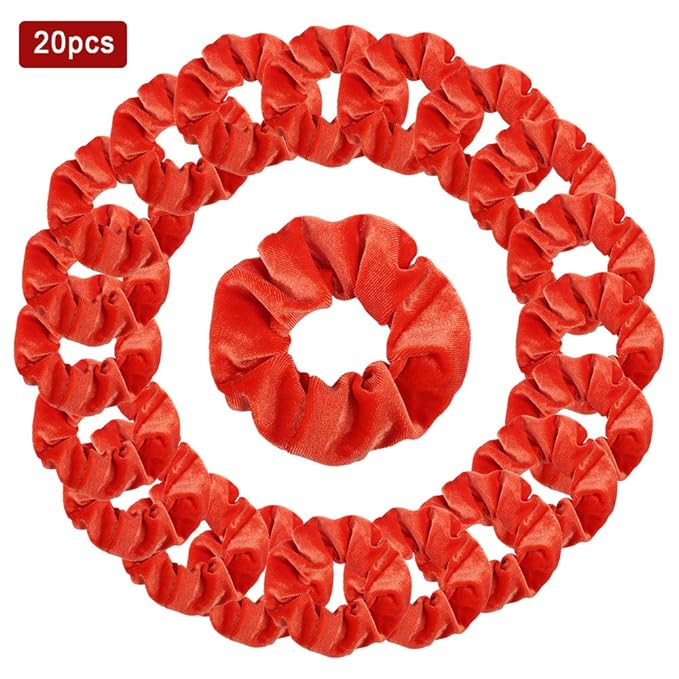 Didder 20 Pcs Hair Scrunchies Velvet Elastics Scrunchy Hair Ties Orange Soft Scrunchie Bobbles Ropes Scrunchie Solid color Hair Bands for Women Girls