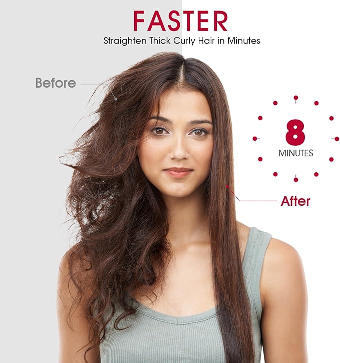 BLUSHMARKS Hair Straightener Brush with Nano Titanium - 30s Fast Heat Ionic Straightening Comb, 9 Temp LED Display & Anti-Scald, Professional Styling Gift for Women