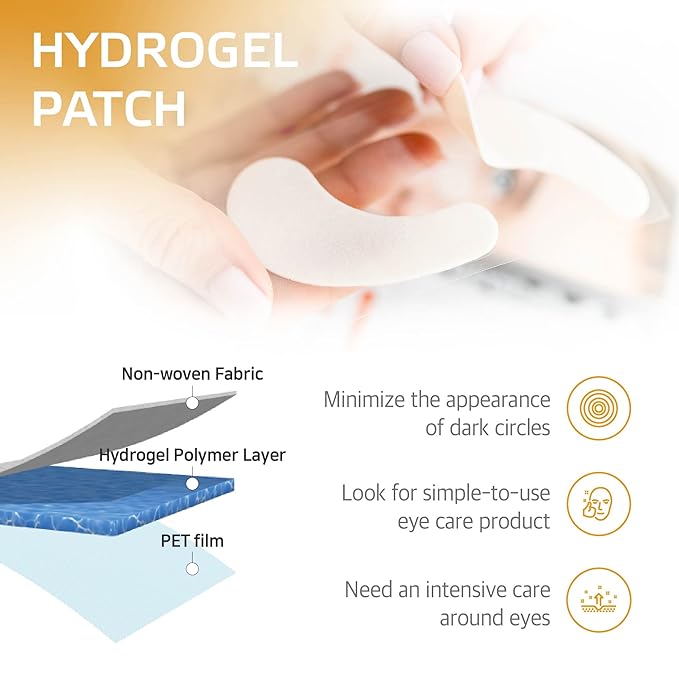 Under Eye Patches for Dark Circles & Puffiness โ 4 Pairs (8 Pcs) Overnight Hydrating & Brightening Eye Masks with Hyaluronic Acid, Vitamin C | Labottach Korean Skincare