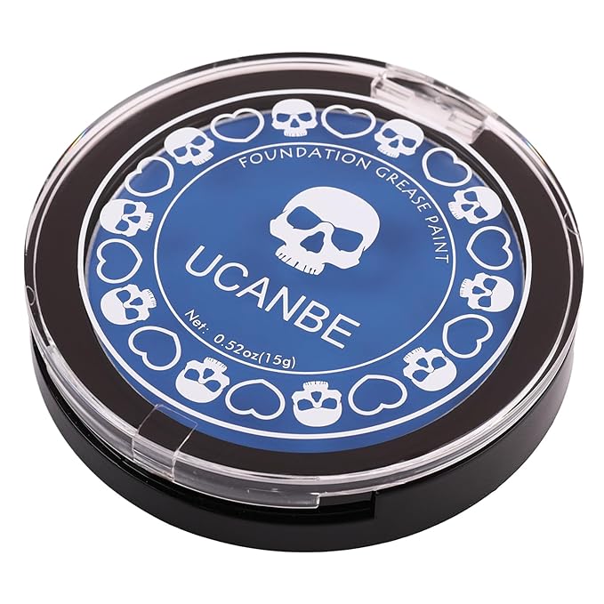 UCANBE Blue Face Body Paint Makeup Foundation, Professional Non-Toxic Greasepaint Palette for Adults Party, Cream Facepaints for Halloween Cosplay Theater Costume Stage SFX Dress-Up Makeup
