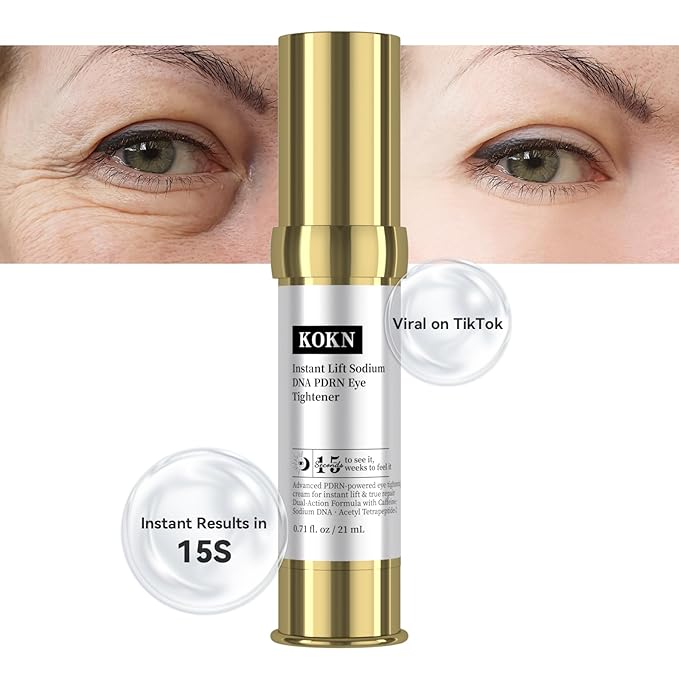 KOKN 15S Instant Firmx Eye&Face Cream | Temporary Eye Tightener | Smooths Wrinkles,Puffy Eyes & Bags | 4-IN-1 Skincare| 5000ppm PDRN,Panthenol,Collagen Formula for LongTerm Repair, 0.71 Fl Oz