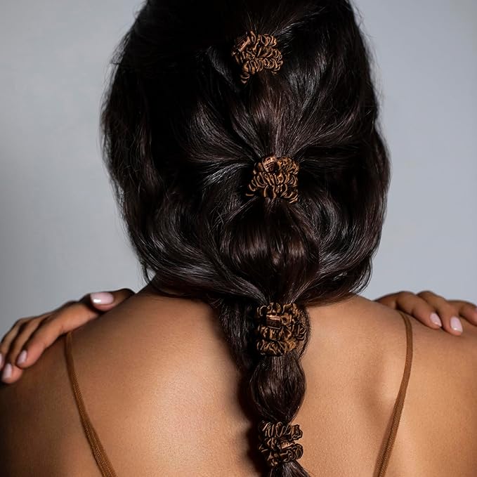 SLIP Amazon Exclusive Skinny Scrunchies: Anti-Crease, Anti-Breakage Slipsilk™ Design Protects Delicate Hair | Includes 3 Pure Silk Scrunchies, Sea