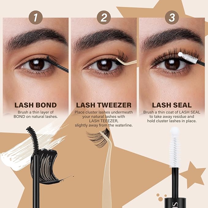 JMS&JMS 280Pcs Lash Clusters Soft Eyelash Clusters 60D+80D DIY Cluster Eyelash Extensions Soft and Easy to Wear at Home (60D+80D-D-9-16Mix)