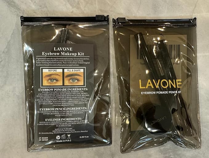 LAVONE Eyebrow Stamp Pencil Kit - Trio Makeup Brow Stamp Kit with Waterproof Eyebrow Pencil, Eyeliner, Pomade, Dual-ended Brush - Ash Brown