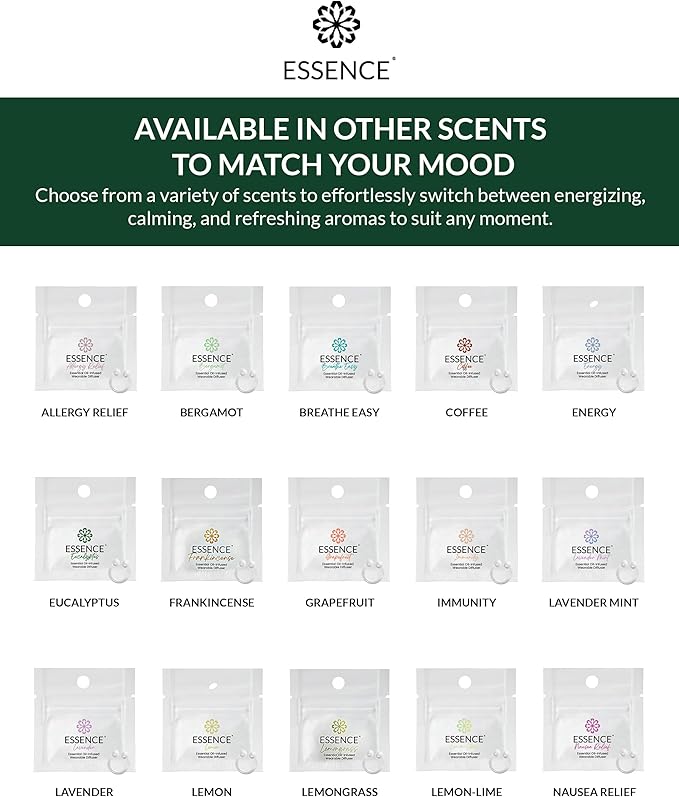 Essence Wearable Aromatherapy Nasal Diffuser – Eucalyptus Essential Oil Nose Ring Silicone Inhaler for Stress & Mood Support - Made in USA & Travel-Friendly