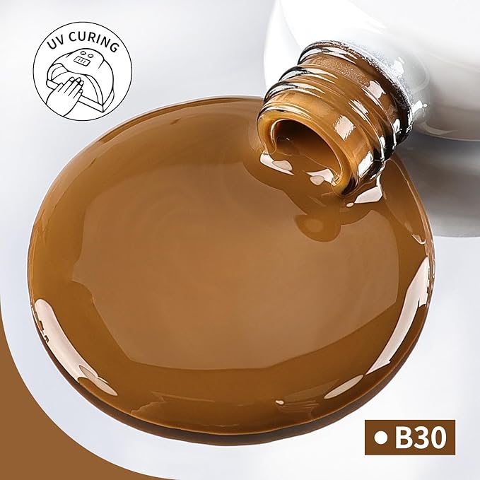 JODSONE Caramel Brown Gel Nail Polish 10ml Soak Off Nail Polish Chestnut Brownie Nail Color Salon Quality Long-Lasting Low Odor Need U V Lamp Curing