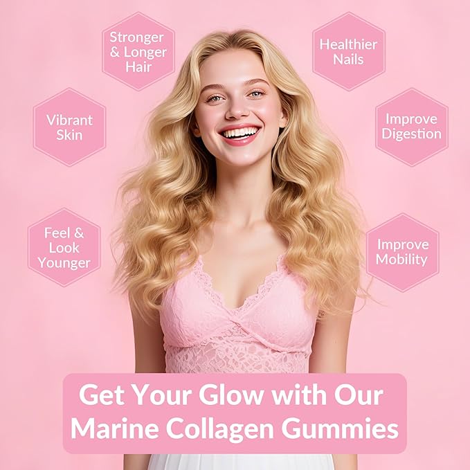 VitalityPeak Marine Collagen Gummies for Women- Hydrolyzed Collagen Peptides 1000mg with Biotin,Vitamin C, E, Hyaluronic Acid- Collagen Supplement for Healthy Skin Hair Nails- Sugar Free, 90 Counts