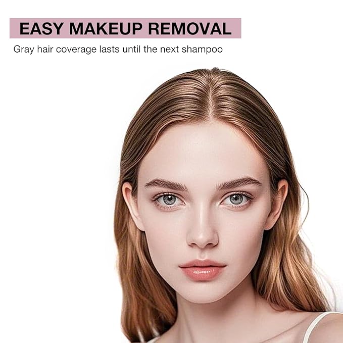 GEUUFEA Hair Mascara for Gray Hair, 3 In 1 Hair Color Concealer Stick with Precision Applicator, Temporary Hairline Filler, Multi-Purpose Mascara for Eyebrow and Beard(Light Brown)