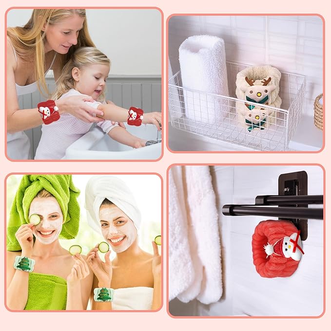 Women's Wrist Towels for Washing Face, Microfiber Spa Wash Towel Band, Face Washing Absorbent Wristbands,6PCS