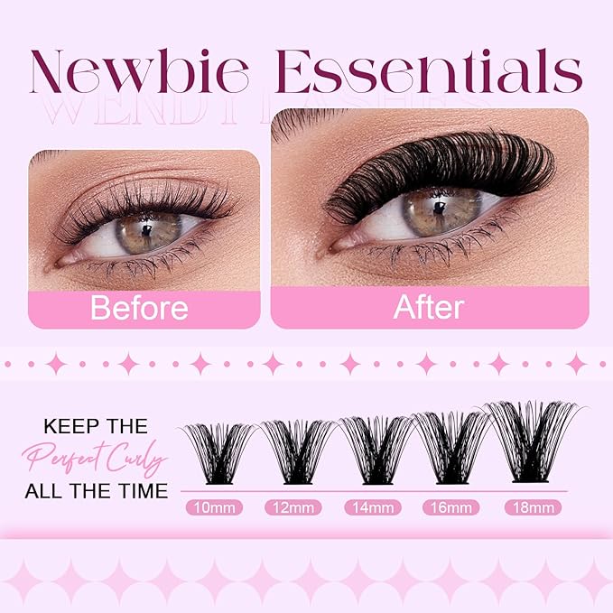 Lash Clusters DIY Individual Lashes 10-18mm D Curl Fluffy Eyelashes Extension 100P+200P Wispy False Eyelashes Volume Thick Eyelash Extension(28-100P+200P-07-D-1018)