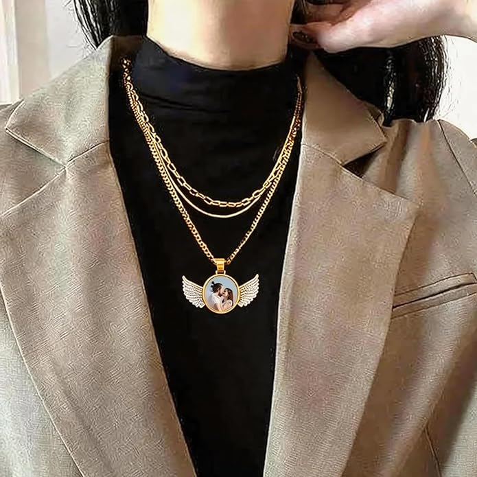 CLYLIFE Picture Necklace Personalized Photo,Custom Disc/Heart Pendant for Men Women Dad Mom Customized Necklace with Chain Photos Memorial Gifts for Mother's Day, Birthday, Anniversary