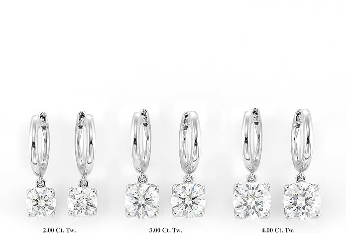 1/2 to 4 Carat Lab Grown Diamond Huggie Hoop Earrings for Women I 14k Gold Earrings (G-H, VS1-VS2, 0.50 to 4.00 cttw) Dangling Drop I Brilliant Cut Diamond Hoops by Carbon Atelier
