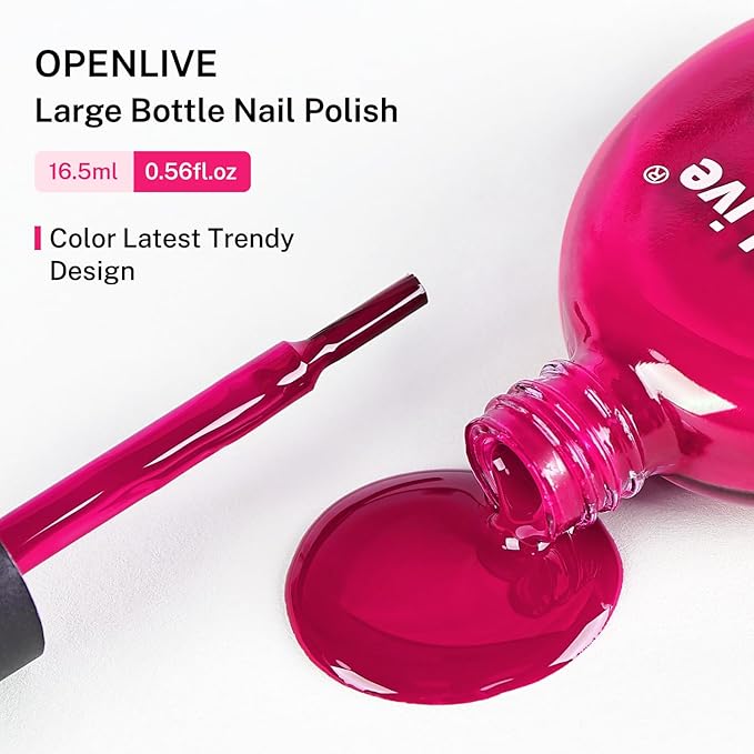 OpenLive 16.5ml Rose Pink Nail Polish Large Volume Quick Dry Nail Polish, Long Lasting Shine, Fingernail Toenail Nail Art DIY Home Travel Nail Art Gift