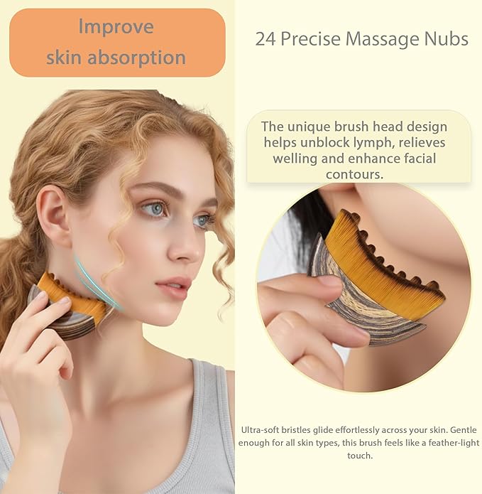 New Lymphatic Contour Face Brush, Lymphatic Drainage Massager for Face,Ergonomically Designed to Fit The Skin and Relieve Fatigue (2pcs)