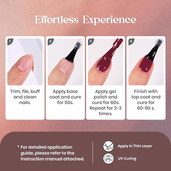 Beetles Gel Nail Polish Set, 23Pcs Brown Burgundy Red Nude Pink Gel Polish Set with Base Top Coat Verse of Roses Kit, Soak off Uv Gel Golden Glitter Holiday Nail for Women