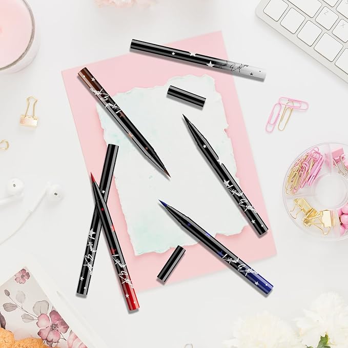 Navy Blue Matte Liquid Eyeliner Pen, Waterproof Smudge Proof Eye Liner Pencil, Brown Liquid Liner for Face Body Paint, Long Lasting & Quick Dry Bright Colorful Eyeliner Pen Eye Makeup #09