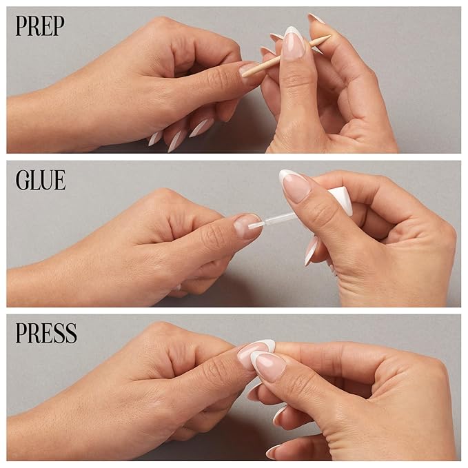 Lilac St - Press on Nails, Boudoir (30 Nails, 15 Sizes) - Medium, Almond, Glossy, Opaque - Brush-On Nail Glue, Nail File, Cuticle Stick, Prep Pad - Cruelty Free, Vegan, Women Founded
