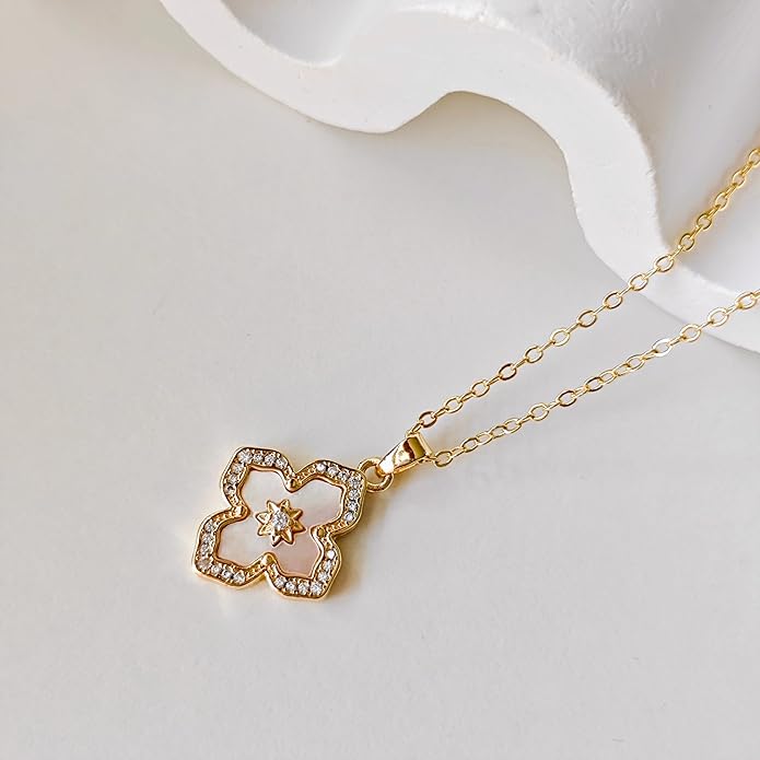 Luxval Diamond Pendant Gold Necklace for Women,Dainty 18k Gold Plated Choker Necklaces Simple Gold Jewelry Gifts for Women Girls