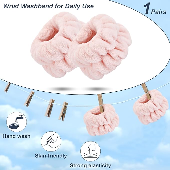 Wrist Bands for Washing Face, Microfiber Wrist Towels for Washing Face, Spa Wristbands for Washing Face, Face Wash Wristbands, Arm Bands for Washing Face for Woman Children