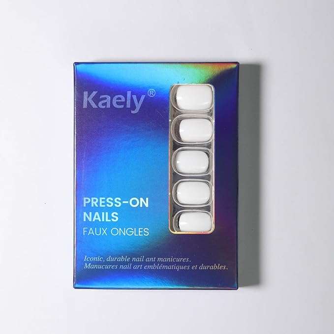 evpct White Glossy Press on Nails Short Square, Glossy White Fake Nails Summer Reusable, Acrylic False Nail Stick on Press ons for Women Gifts, Perfectly Fit Durable False Nail Kit & Gel 30Pcs