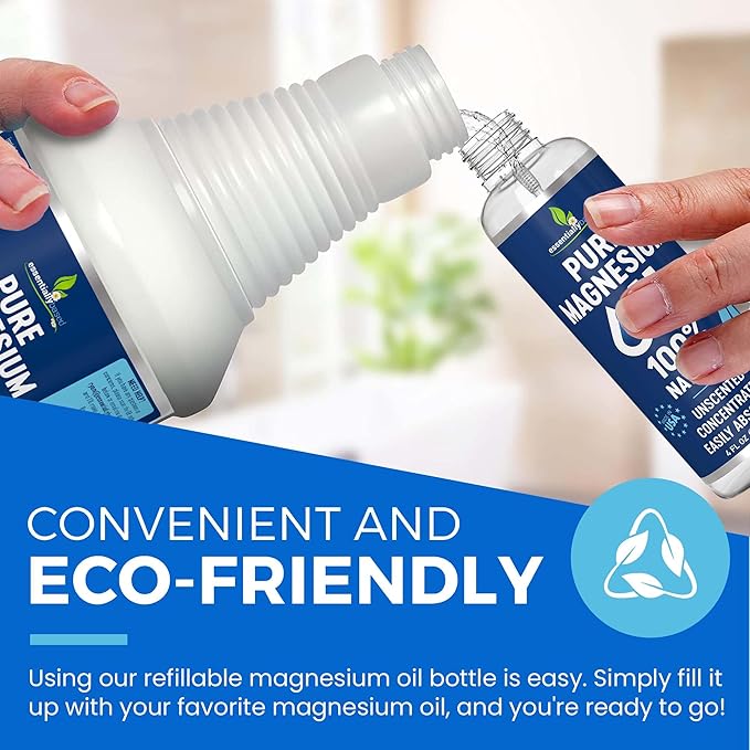 Pure Magnesium Oil Spray 4oz - Topical Magnesium Spray for Sleep Extra Strength - Less Sting - Less Itch - 100% Natural and Organic Oil - Made in USA