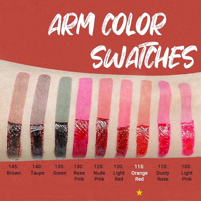 evpct Orange Coral Lip Stains Peel off, Peel off Lip Liner Tattoo Lip Stain Tint Gloss Marker Makeup, Long Lasting Waterproof 24 Hours Matte Finish Transfer-proof Pigmented Color Stay Lipsticks, 115#