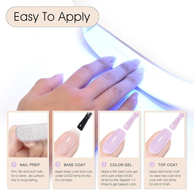 VENALISA Purple Gel Nail Polish, 1 Pcs Light Purple Gel Polish Soak Off DIY at Home Manicure Salon Nail Art For Girls Women