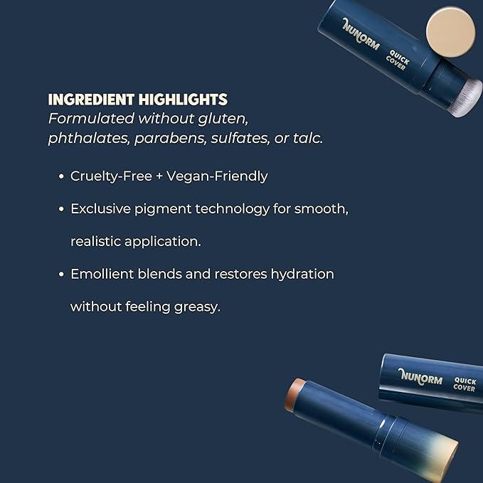 Foundation & Concealer Stick for Men - Full Buildable Cover for Dark Circles, Blemishes, Acne, Redness & Under Eyes - Face & Body Makeup Stick for All Skin Types - Non-Comedogenic 08-Beige