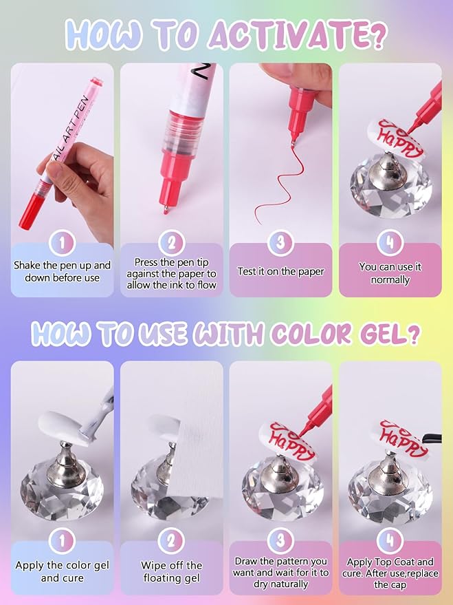 EBANKU 0.5MM Nail Art Pens Quick-Drying, 3D Nail Polish Pen Acrylic Markers Pens Painting Pen Nail Point Dotting Liner Pen Tools for DIY Home Salon Nail(1Pc Silver)