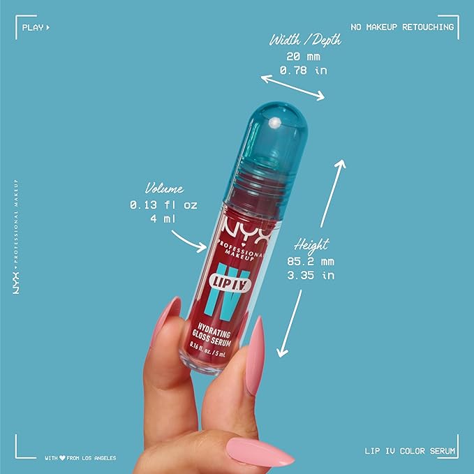 NYX PROFESSIONAL MAKEUP Lip IV Hydrating Glossy Lip Stain with 12HR Hydration - Bubblegum Burst (Pink)