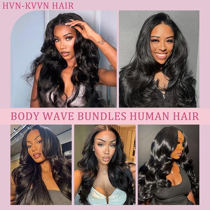 16A Body Wave Bundles Human Hair 20 20 22 22 Inch Raw Human Hair Bundles, 100% Unprocessed Brazilian Virgin Hair, Keep Texture Silky Soft After Multiple Washes, Triple Lifespan (4Bundles/200g)