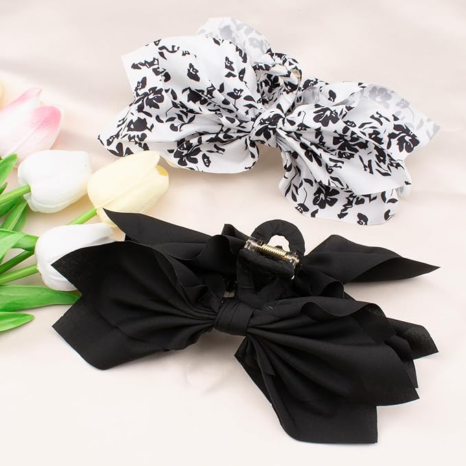 Bow Claw Hair Clips 2PCS Big Hair Bows for Women Butterfly Styling Large Hair Clips for Thin Thick Curly Hair for Girls Hair Accessories for Teens Gifts for Valentine's Day