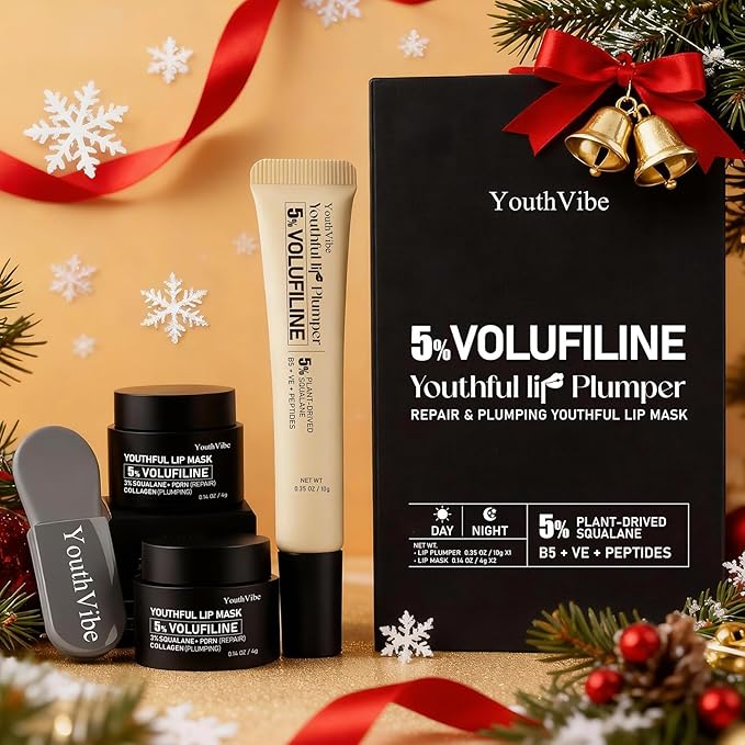 YouthVibe 5% Volufiline Lip Plumper, Nourishing & Anti Aging Over Time with Squalane, Shea Butter, Collagen, Peptide & PDRN - No Burning, No Tingling for Gentle Daily Plumping