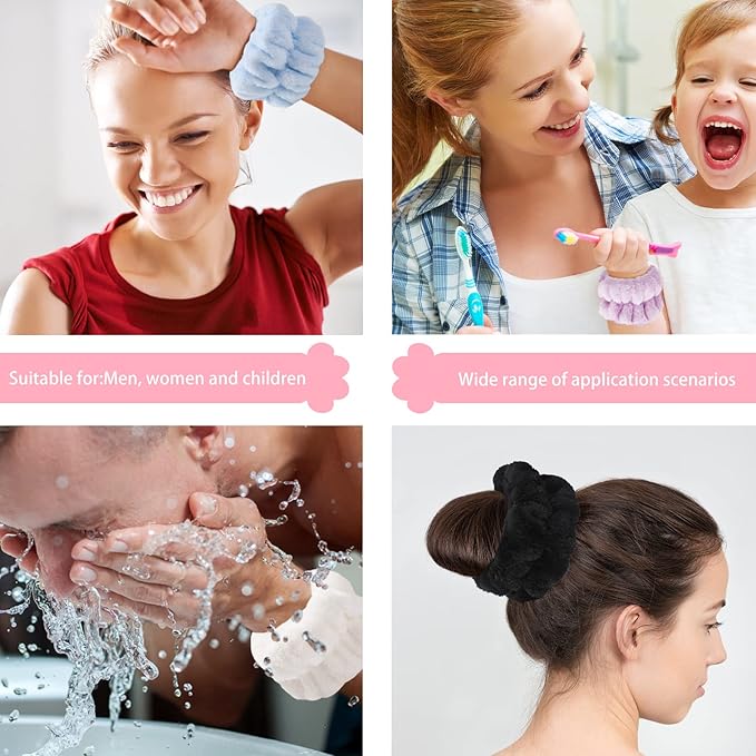 Taocar 8pcs Wrist Bands for Washing Face, Absorbent Face Washing Wristbands, Microfiber Women's Spa Wrist Towels, Stretchy Wash Band for Man Children, Prevent Water from Spilling Down Your Arms