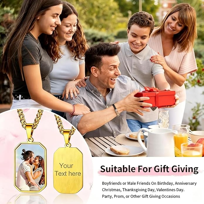 CLYLIFE Picture Necklace Personalized Photo,Custom Disc/Heart Pendant for Men Women Dad Mom Customized Necklace with Chain Photos Memorial Gifts for Mother's Day, Birthday, Anniversary